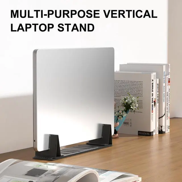 Alt view image 3 of 6 - Magnetic Adjustable Travel Laptop Stand for Digital Nomads and Business Travelers. Compact, Foldable, and Ideal for Desk Use. Elevate Your Work Experience with Our Laptop Riser on the Go (Dark Gray)