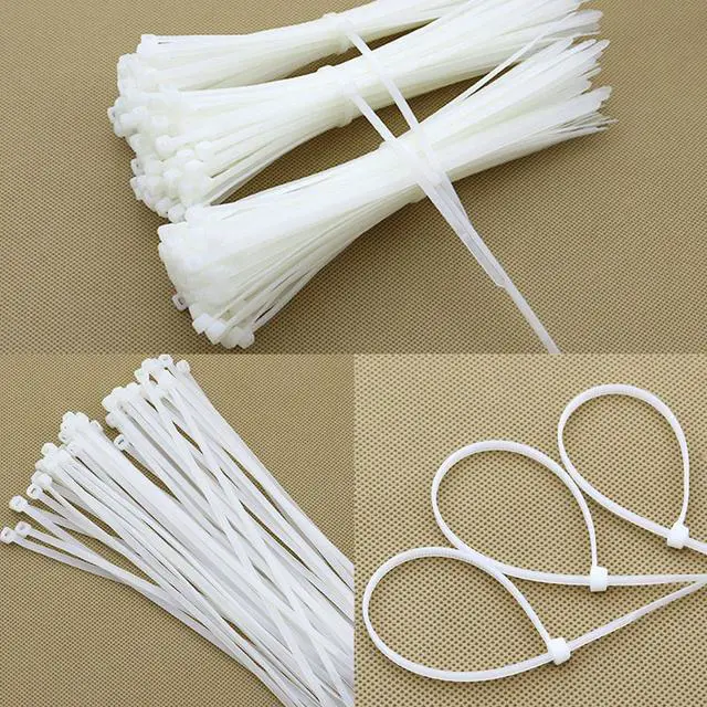 Alt view image 6 of 7 - 2000 (Size: 3x80mm/3 inches) White Self-Locking Nylon Plastic Cable Cord Zip Ties Wrap Fasten Wire Durable Indoor Outdoor Travel Home Corrosion Resistance