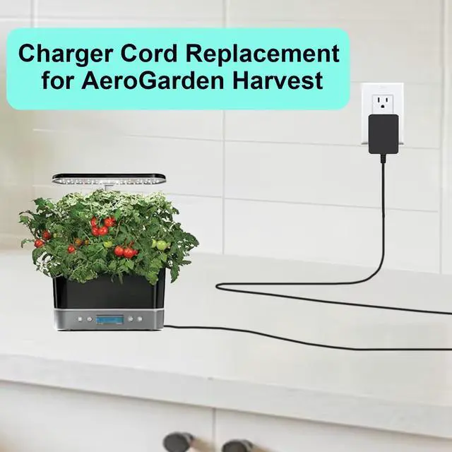Alt view image 3 of 5 - 12V Power Cord Replacement for Aerogarden Harvest 360 Slime Elite | Compatible with Aerogarden 100690 100691 100692 100693 100694 100695 Series Power Supply Charger