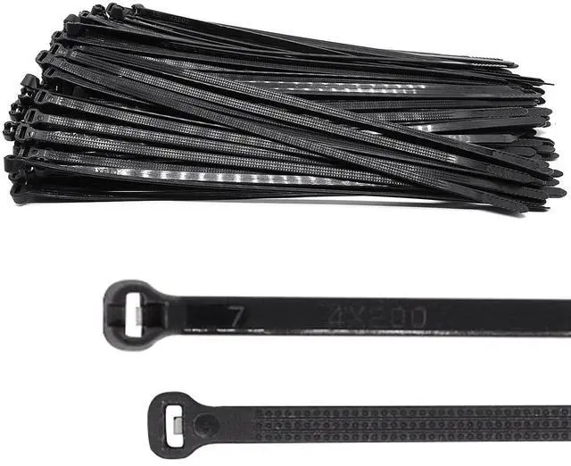 Main image of 150pcs Push Mount Zip Ties 8 inch, Self Locking Straps Cable Zip Tie with Stainless Steel Metal Tooth Locking Device Heavy Duty Nylon Zip Tie Clips (8", Black)