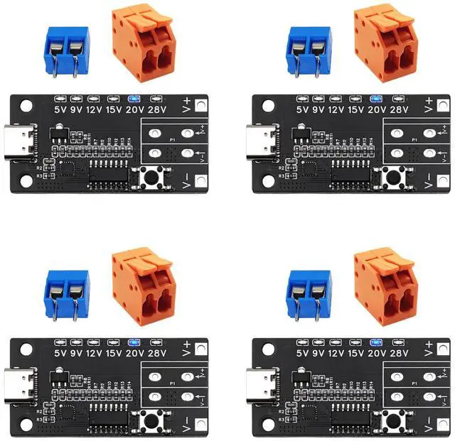 Main image of 4PCS USB-C PD3.0/3.1 QC Trigger Module USB-C PD 5V 9V 12V 15V 20V 28V 5A Adjustable Voltage Power Trigger Board Type-C Female Input with Indicator