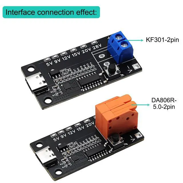 Alt view image 5 of 6 - 4PCS USB-C PD3.0/3.1 QC Trigger Module USB-C PD 5V 9V 12V 15V 20V 28V 5A Adjustable Voltage Power Trigger Board Type-C Female Input with Indicator