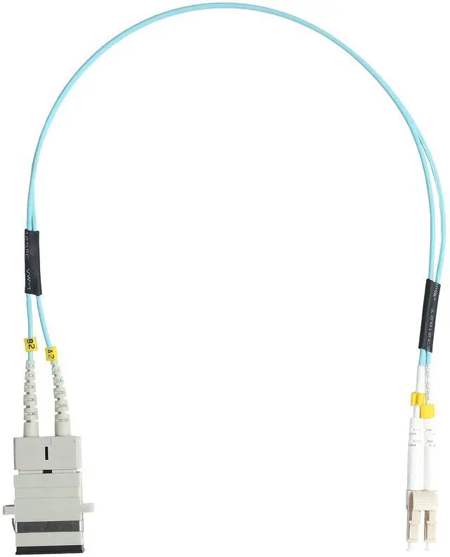 Main image of 1FT LC to SC Fiber Optic Adapter Cable Multimode OM3 50/125um Duplex, LC Male to SC Female Fiber Adapter Cable 0.3 Meter (1 FT)