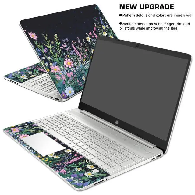 Alt view image 3 of 7 - Laptop Skin Decal HP 15.6" - Botanical, Laptop Cover Sticker, No Cutting Required, No Bubble, Waterproof, Scratch Resistant - Including Wide Screen and Wrist Pad