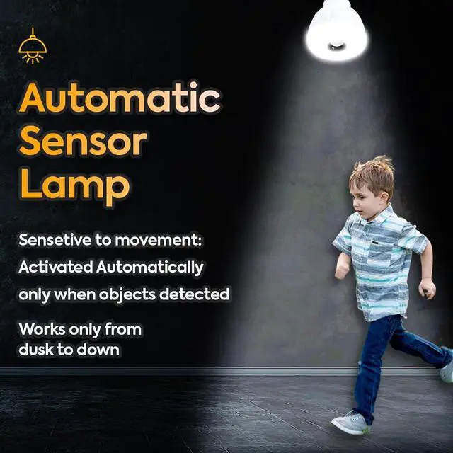 Alt view image 3 of 7 - LED Motion Sensor and Light Sensor Flexible Directional Automatic Lamp with E26 Bulb Socket Night Light PIR Dusk to Dawn 5W 6500K for Bedroom Garage Basement Stairway Warehouse