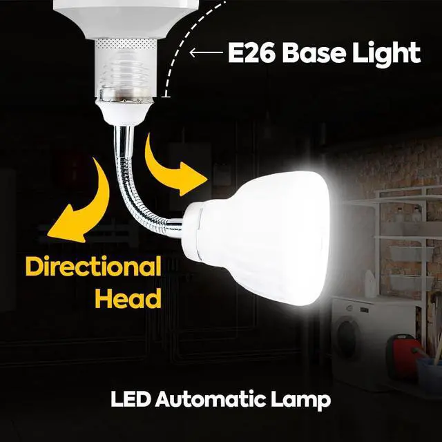 Alt view image 4 of 7 - LED Motion Sensor and Light Sensor Flexible Directional Automatic Lamp with E26 Bulb Socket Night Light PIR Dusk to Dawn 5W 6500K for Bedroom Garage Basement Stairway Warehouse