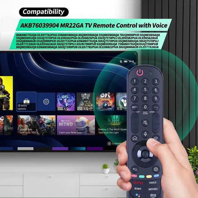 Alt view image 2 of 7 - AKB76039904 MR22GA Replacement Remote for LG TV 43UQ75006LF, 43UQ80006LB | For LG AKB76039904, MR22GA, 43UQ75006LF, 43UQ80006LB, 43UQ9000PSD, 50UQ75006LF, 50UQ80006LB Replacement TV Remote Control