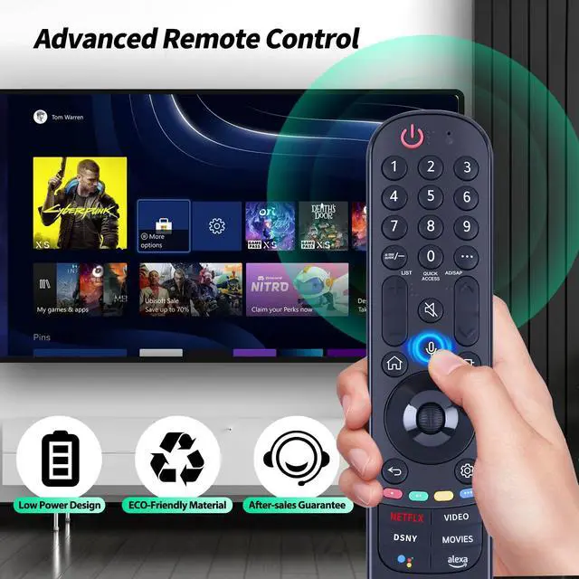 Alt view image 6 of 7 - AKB76039904 MR22GA Replacement Remote for LG TV 43UQ75006LF, 43UQ80006LB | For LG AKB76039904, MR22GA, 43UQ75006LF, 43UQ80006LB, 43UQ9000PSD, 50UQ75006LF, 50UQ80006LB Replacement TV Remote Control