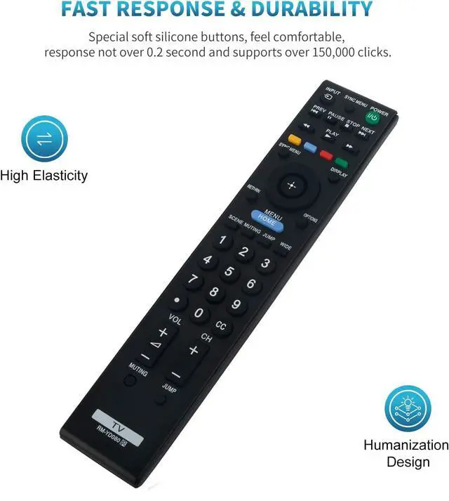 Alt view image 5 of 5 - Replacement Remote Control for Sony Bravia Smart TV 4K KDL-46BX450 KDL-42EX440 KDL-32BX300 KDL-32BX320 KDL-32BX420 KDL-40BX420 KDL-40BX421 KDL-40BX450 KDL-40BX42X KDL-46BX420 KDL-46BX421 KDL-32BX421