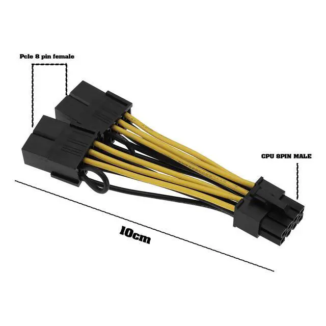 Alt view image 4 of 7 - 2pcs Graphics Card Power Cable 18AWG Tin-Plated Copper CPU 8 Pin Male to Dual P-CIE 8 Pin Female Cable 030-0571-000 Compatible with Tesla K80 M40 M60