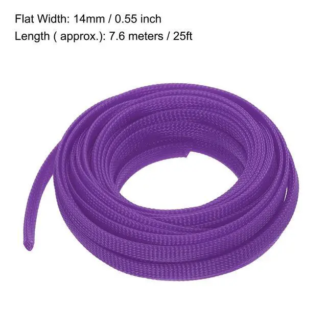 Alt view image 3 of 5 - PET Expandable Sleeving 25ft 3/8" Purple Cable Management Sleeve Cord Organizer for Wrap Protect Cable