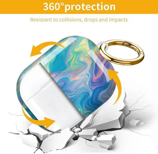 Alt view image 5 of 7 - Hard Protective Case for AirPod Pro 3, Shockproof Durable Shell with Keychain, Cute Stylish Design(Swirling Colors Abstract Art)