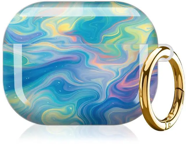 Alt view image 7 of 7 - Hard Protective Case for AirPod Pro 3, Shockproof Durable Shell with Keychain, Cute Stylish Design(Swirling Colors Abstract Art)
