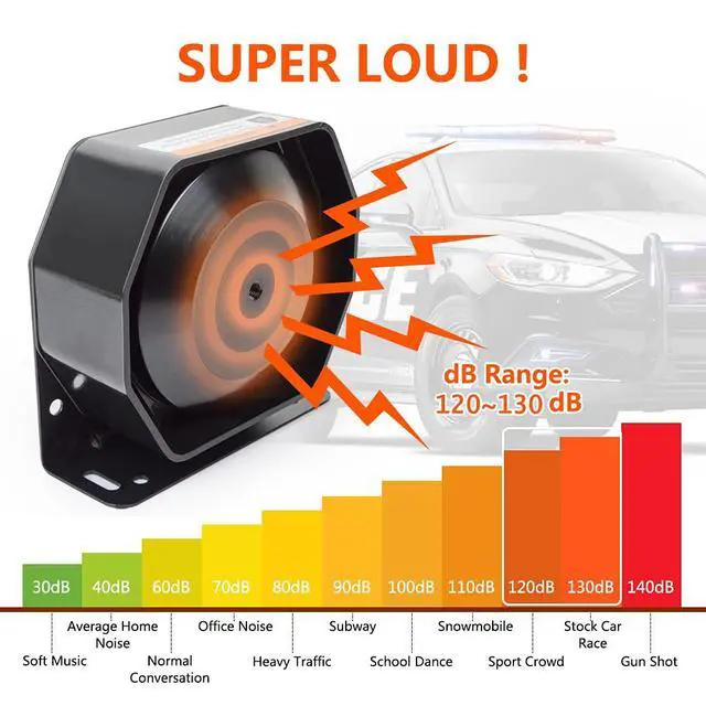Alt view image 3 of 7 - Car Siren Speaker Police Siren Speaker Car Pa System, Dc12v 200w 9 Tones Wired Handheld Microphone Loudspeaker Emergency Siren Electronic