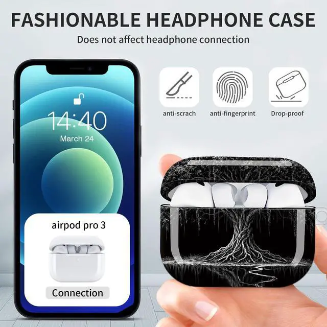 Alt view image 2 of 7 - Hard Protective Case for AirPod Pro 3, Shockproof Durable Shell with Keychain, Cute Stylish Design(Mystic Tree Reflection)