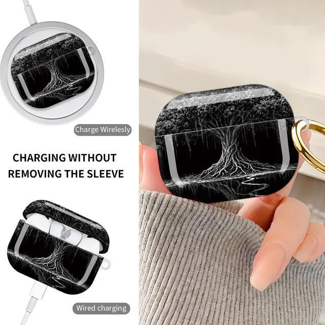 Alt view image 4 of 7 - Hard Protective Case for AirPod Pro 3, Shockproof Durable Shell with Keychain, Cute Stylish Design(Mystic Tree Reflection)