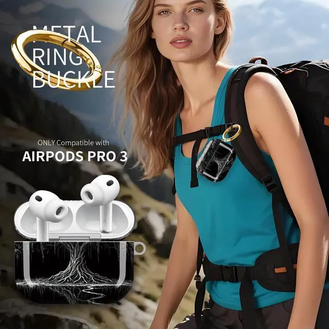 Alt view image 6 of 7 - Hard Protective Case for AirPod Pro 3, Shockproof Durable Shell with Keychain, Cute Stylish Design(Mystic Tree Reflection)