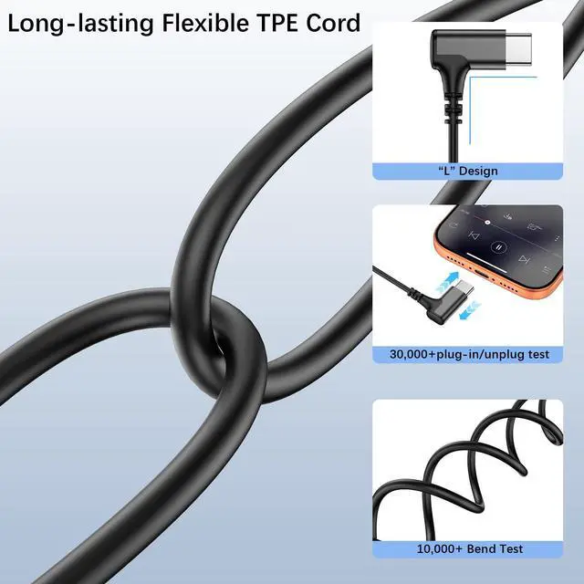Alt view image 5 of 6 - USB C Earbuds for Samsung S26 S25 Wired C Plug Headphones 90° Right Angle | Type-C Earphones for Google Pixel 10a 9 Pro for iPhone 17 Pro 16 15 Cord Headphone with Microphone Volume Control Purple