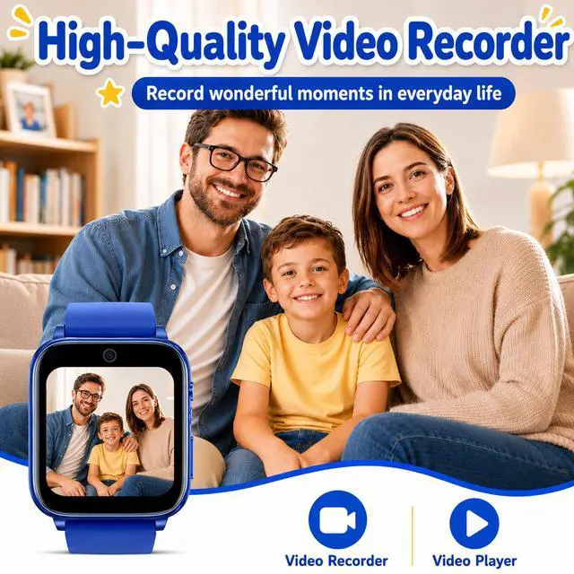 Alt view image 6 of 6 - 1.69'' Kids Smart Watch for Boys Girls, Blue | Includes 2 screen protectors, 1GB SD card and school mode