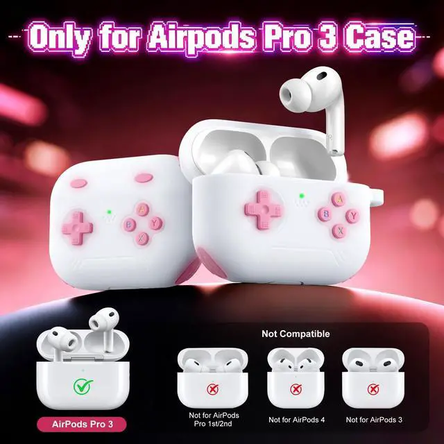 Alt view image 6 of 6 - for Airpods Pro 3 Case Cute Game Console Design with Detachable Lanyard | Full Body Soft Silicone Compatible with Apple AirPod Pro 3rd Generation Cover with Cleaner Kit,Shockproof,Anti-Scratch