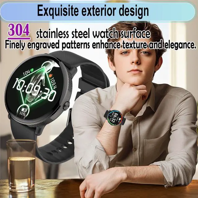 Alt view image 3 of 6 - 1.43" AMOLED SmartWatch for Men and Women, Black | Phone Call, IP68 Waterproof, Fitness Tracker