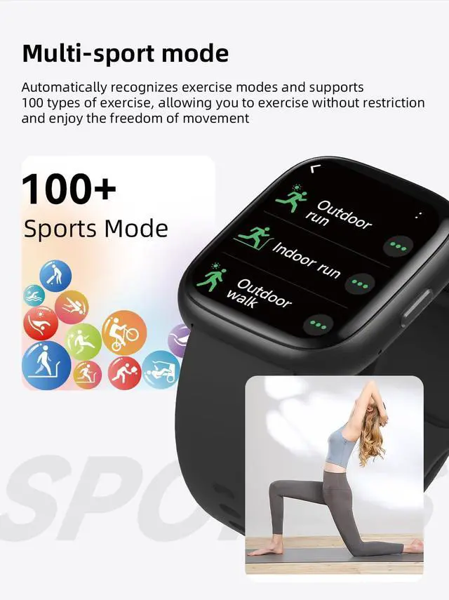 Alt view image 6 of 6 - Ostark Smart Watch, Alexa Built-in, Bluetooth Call, 1.83" Touch Screen | IP68 Waterproof, display tracks heart rate, SpO2 & sleep, 100+ sports modes, Android and iOS smartphones