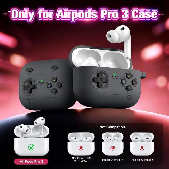 Alt view image 6 of 6 - for Airpods Pro 3 Case Cute Game Console Design with Detachable Lanyard | Full Body Soft Silicone Compatible with Apple AirPod Pro 3rd Generation Cover with Cleaner Kit,Shockproof,Anti-Scratch