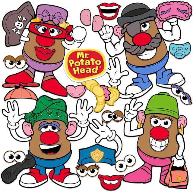 Main image of Potato Head Pieces 50ct L Die-Cut Vinyl Stickers, Tablet, Skateboard & More