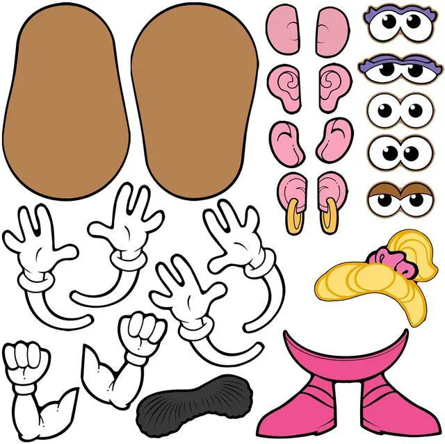 Alt view image 3 of 6 - Potato Head Pieces 50ct L Die-Cut Vinyl Stickers, Tablet, Skateboard & More