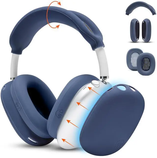 Main image of Sweatz, Shellz, and Bandz Protective Covers Bundle for Airpods Max Headphones by Wicked Cushions | Blue