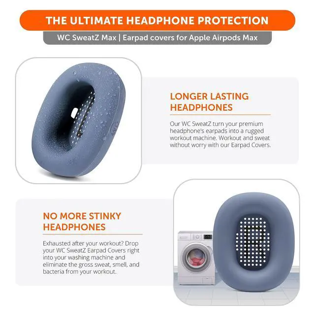 Alt view image 4 of 7 - Sweatz, Shellz, and Bandz Protective Covers Bundle for Airpods Max Headphones by Wicked Cushions | Blue