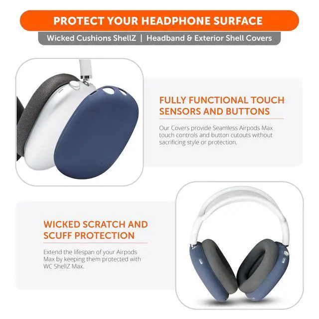 Alt view image 5 of 7 - Sweatz, Shellz, and Bandz Protective Covers Bundle for Airpods Max Headphones by Wicked Cushions | Blue