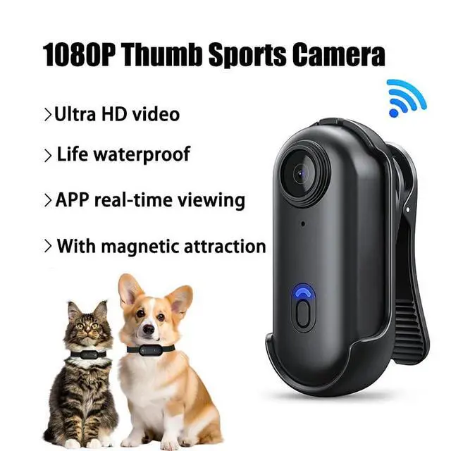 Alt view image 2 of 7 - POV Thumb Action Camera Wearable with Magnetic Clip,1080P Mini Body Cameras with Audio & Video Loop Recording, Waterproof Portable Body Cam for Security Work Travel Motorcycle Pets Black