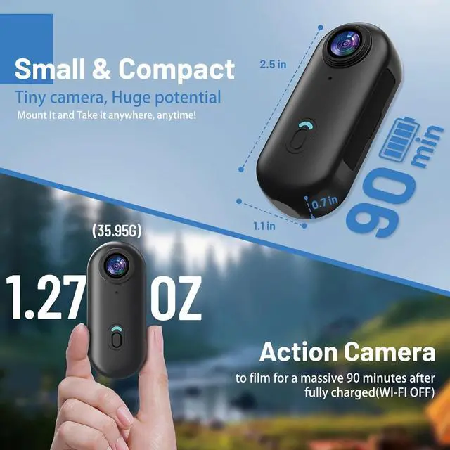 Alt view image 4 of 7 - POV Thumb Action Camera Wearable with Magnetic Clip,1080P Mini Body Cameras with Audio & Video Loop Recording, Waterproof Portable Body Cam for Security Work Travel Motorcycle Pets Black