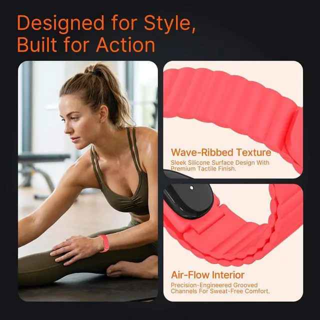 Alt view image 6 of 7 - Magnetic Silicone Bands Compatible for Google Fitbit Air Active Band | Auto Quick Lock Breathable Soft Loop Strap for Fitbit Air Men Women,Comfortable Sport Replacement Wristbands Accessories