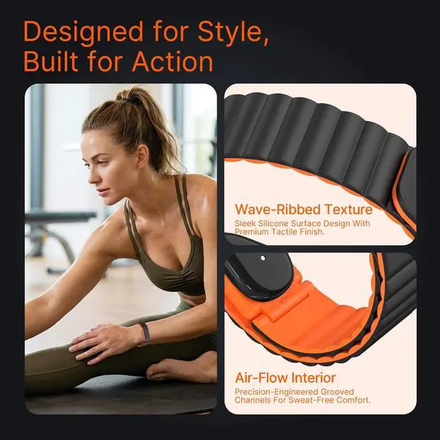 Alt view image 6 of 7 - Magnetic Silicone Bands Compatible for Google Fitbit Air Active Band | Auto Quick Lock Breathable Soft Loop Strap for Fitbit Air Men Women,Comfortable Sport Replacement Wristbands Accessories