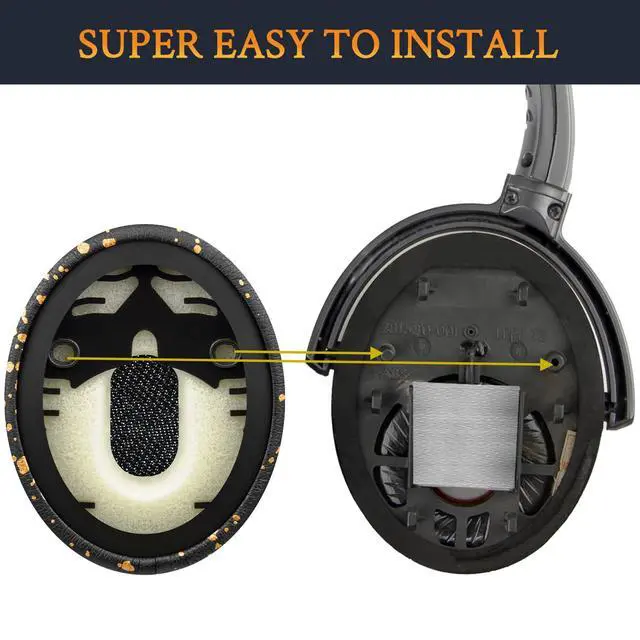 Alt view image 4 of 5 - Cooling Gel Professional Replacement Earpads for Bose QuietComfort(QC) 3 and OE1 On-Ear Headphones, EarPads Cushions with High-Density Noise Isolation Foam - Black Gold