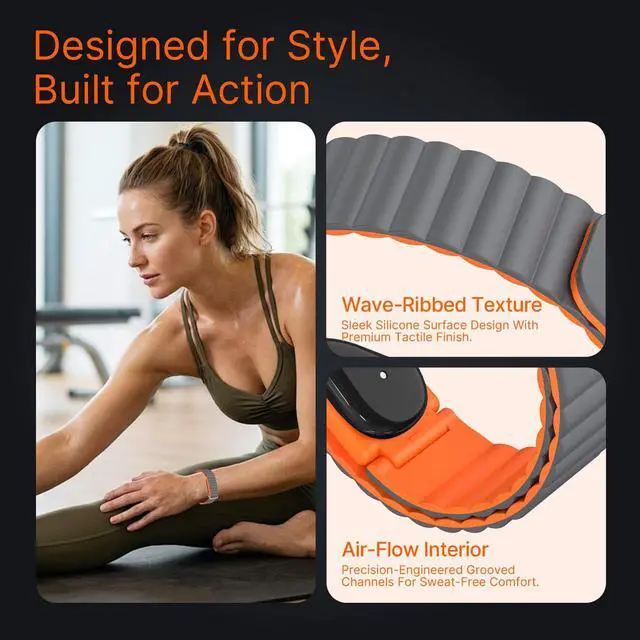 Alt view image 6 of 7 - Magnetic Silicone Bands Compatible for Google Fitbit Air Active Band | Auto Quick Lock Breathable Soft Loop Strap for Fitbit Air Men Women,Comfortable Sport Replacement Wristbands Accessories