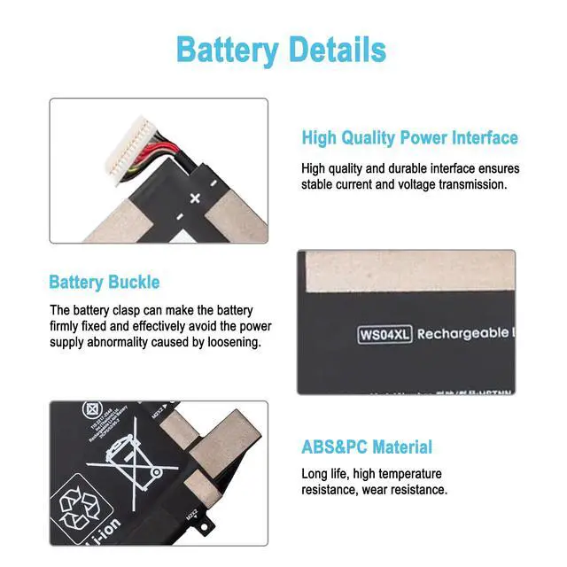 Alt view image 3 of 7 - WS04XL L97357-005 Replacement Battery for HP Spectre X360 14-ea 14-ef | 14-ea2000 14-ef2000 14t-ef000 14t-ea000 Series WS04066XL WSO4XL L97352-2D1 HSTNN-DB9Z 66.52Wh 8210mAh 7.7V