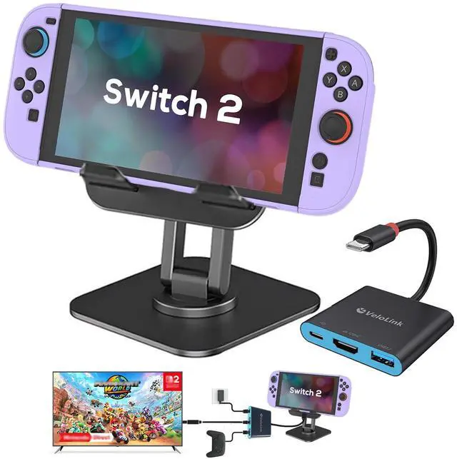 Main image of Switch 2 Dock+ Stand kit for Nintendo Switch 2 Portable Dock+HDMI 2.1/PD/USB A 3.2 Interface,Compatible with MASC/Laptops(Requires Manual firmware Update for NS2'S 21 Version)