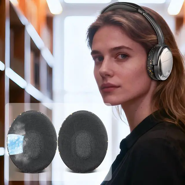Alt view image 5 of 5 - Cooling Gel Professional Replacement Earpads for Bose QuietComfort(QC) 3 and OE1 On-Ear Headphones, EarPads Cushions with High-Density Noise Isolation Foam - Black Gold