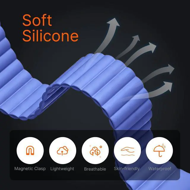 Alt view image 4 of 7 - Magnetic Silicone Bands Compatible for Google Fitbit Air Active Band | Auto Quick Lock Breathable Soft Loop Strap for Fitbit Air Men Women,Comfortable Sport Replacement Wristbands Accessories