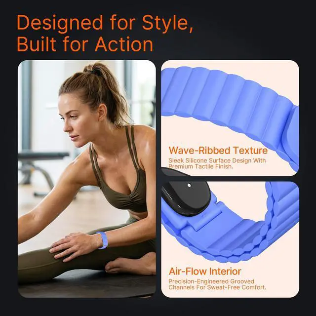 Alt view image 6 of 7 - Magnetic Silicone Bands Compatible for Google Fitbit Air Active Band | Auto Quick Lock Breathable Soft Loop Strap for Fitbit Air Men Women,Comfortable Sport Replacement Wristbands Accessories
