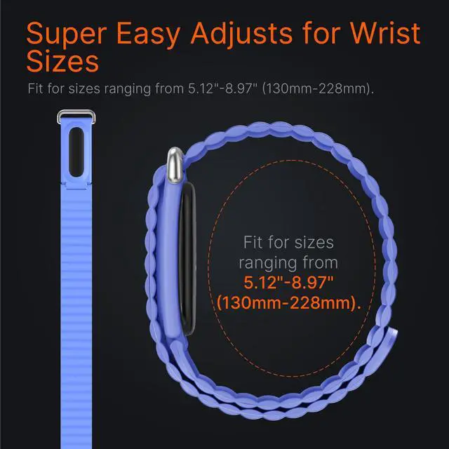 Alt view image 7 of 7 - Magnetic Silicone Bands Compatible for Google Fitbit Air Active Band | Auto Quick Lock Breathable Soft Loop Strap for Fitbit Air Men Women,Comfortable Sport Replacement Wristbands Accessories