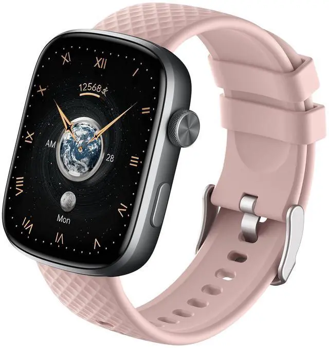 Main image of Smart Watch for Women Men - (Answer/Make Calls) Compatible with iOS/Android Phones,3ATM Waterproof,Heart,Rate,Sleep,Pressure,Steps Monitor,100+ Sports Trackers (Black and Pink)