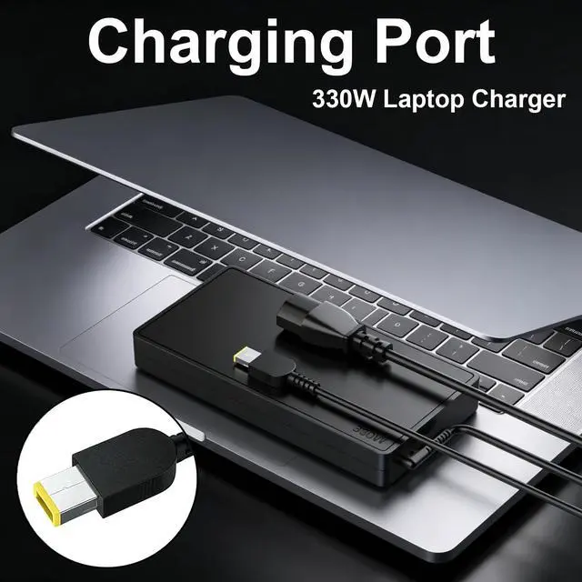 Alt view image 2 of 7 - 330W GaN Laptop Charger for Lenovo Legion ThinkPad Gaming AC Adapter | 20V 16.5A Compatible with Lenovo Legion 16IRX8 16IRX8H, ADL330SDC3A GX21M50608, Fast Charging Slim Square Tip Supply Cord