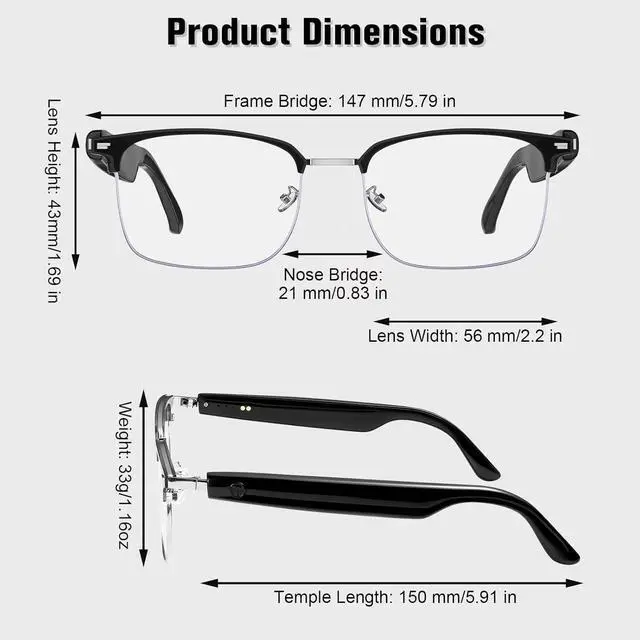 Alt view image 2 of 7 - Smart Glasses, Blue Light Blocking Bluetooth Glasses with Open Ear Speaker, Photochromic Sunglasses Lens, Voice Assistant Compatible for Android iPhone