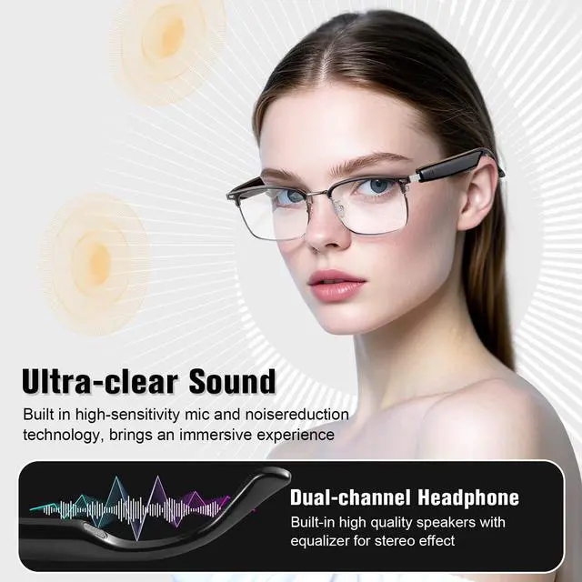 Alt view image 4 of 7 - Smart Glasses, Blue Light Blocking Bluetooth Glasses with Open Ear Speaker, Photochromic Sunglasses Lens, Voice Assistant Compatible for Android iPhone
