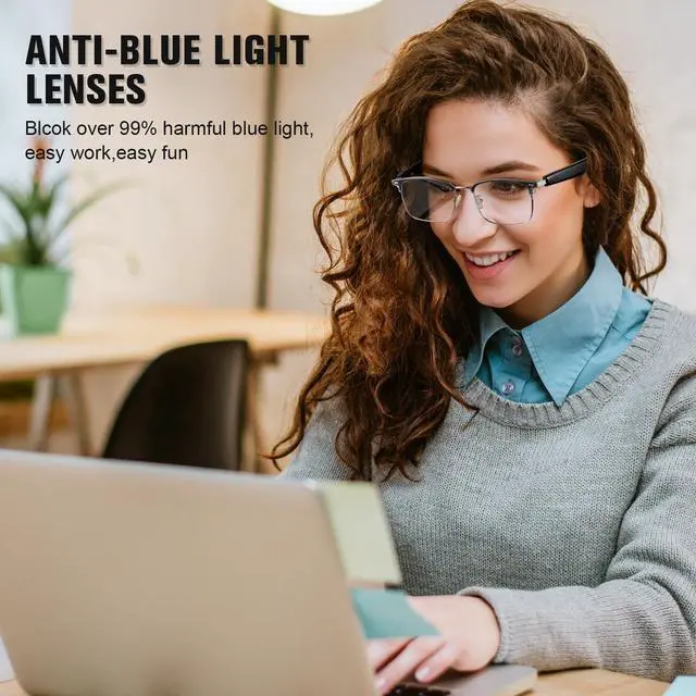 Alt view image 6 of 7 - Smart Glasses, Blue Light Blocking Bluetooth Glasses with Open Ear Speaker, Photochromic Sunglasses Lens, Voice Assistant Compatible for Android iPhone