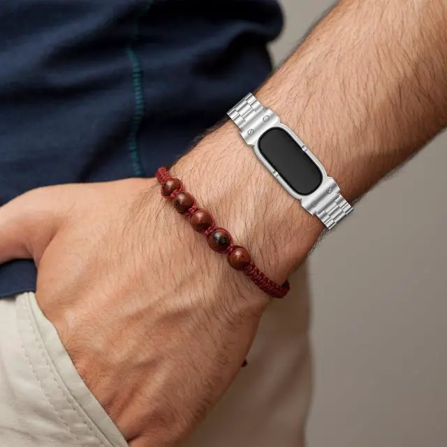 Alt view image 6 of 7 - Metal Band Compatible with Google Fitbit Air, Stainless Steel Slim Wristband Waterproof Replacement Strap for Google Fitbit Air Band